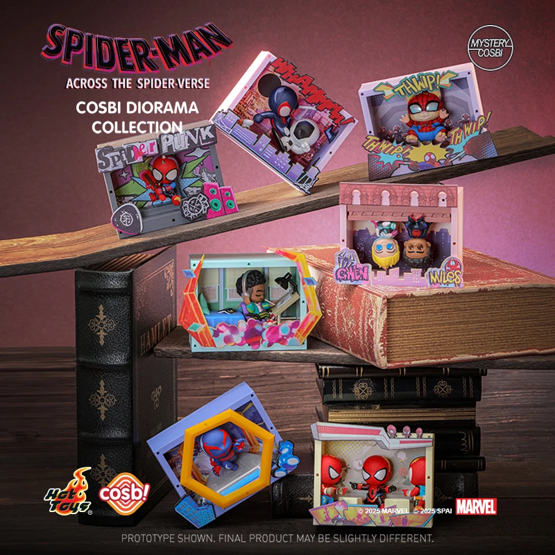 

Горячие игрушки SPIDER-MAN через вселенные пауков Косби Диорама Коллекция Рисунок Слепая коробка Майлз Моралес Гвен Таинственные подарки