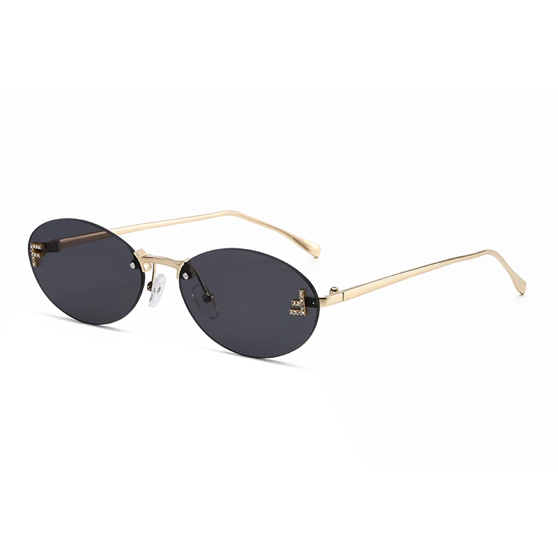 AliExpress Julyrays Cycling Elegant Small Oval Sunglasses Male Letter "F" Rimless Sunglasses Metal Frame Design Eyewear