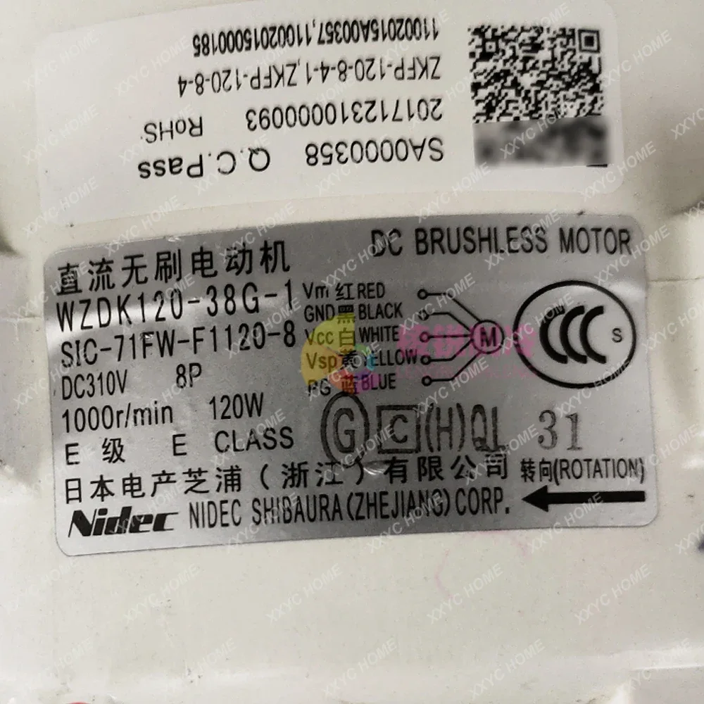 New For Midea Air Conditioner Indoor Unit DC Fan Motor WZDK120-38G-1 DC310 120W 1000r/min SIC-71FW-F1120-8 Conditioning Parts