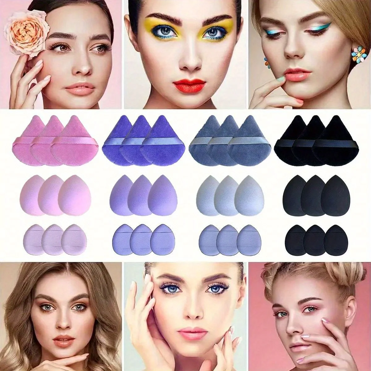 مجموعة إسفنجة مكياج مكونة من 9 قطع ذات استخدام مزدوج وإسفنجة تسليط الضوء على مسحوق الكريمة السائلة لجميع أنواع البشرة وإكسسوارات التجميل