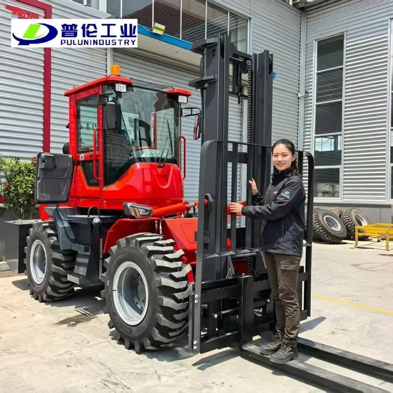 New 3.5 Ton Off-Road Forklift 4x4 Lift Truck 35 Degree Gradeability for Logging Mining