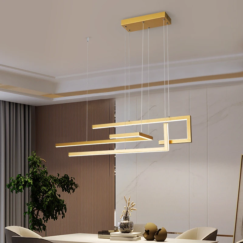 

Contemporary Black Rectangular LED Suspension Lighting Dimmable Pendant Lamp for Kitchen Bar Dining Table Living Room Bedroom Ad