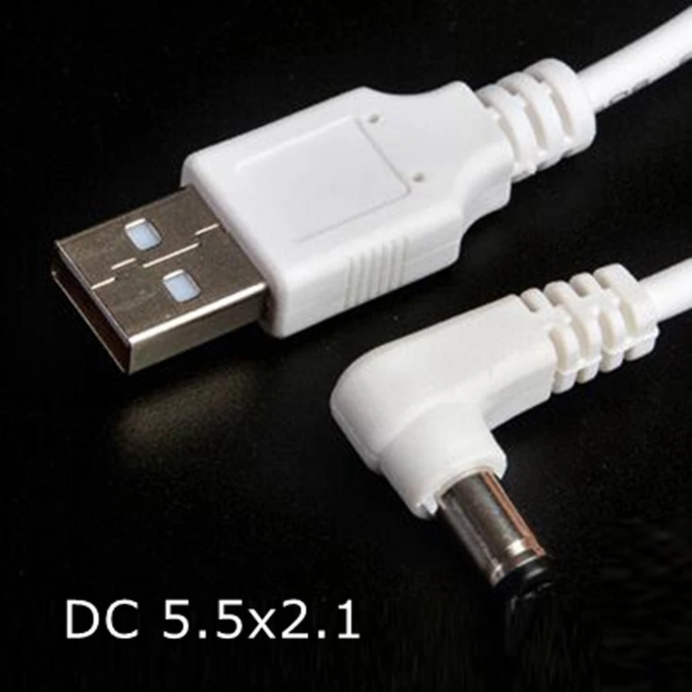 Witte USB a Male naar DC Voeding Plug Jack Verlengkabel Connector Verschillende maten inclusief 0,6 2,0 2,5 3,5 4,0 1,35 1,7 5,5