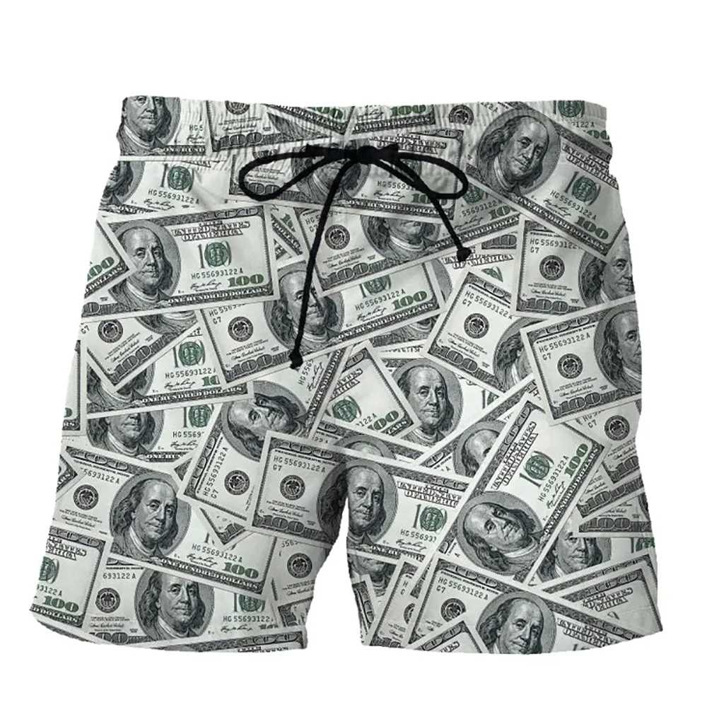 New Summer Men Fashion Shorts 3d Dollar Printing Clothing Boys Kids Casual Hawaii Vacation Shorts Male Vintage Beach Shorts