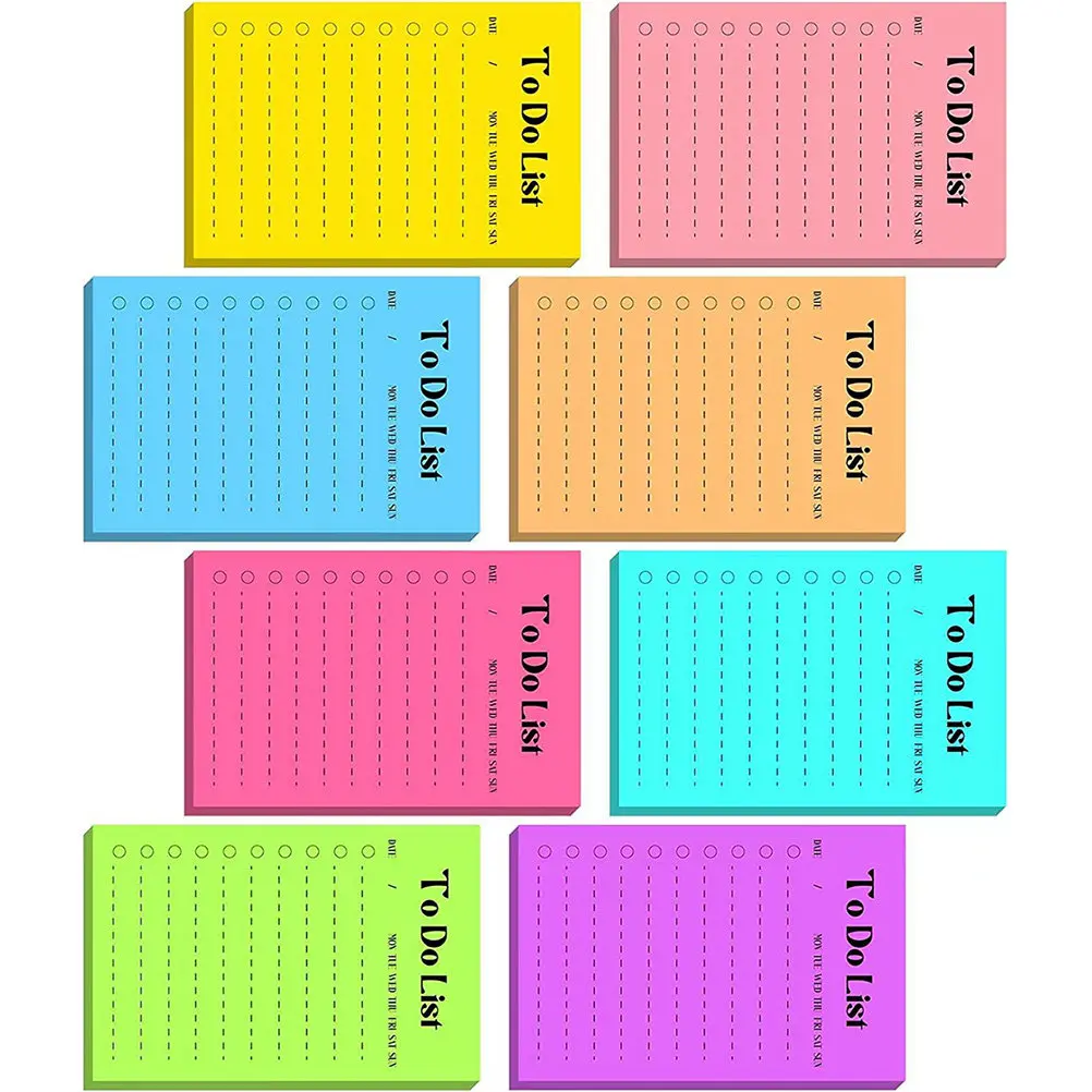 

8 блокнотов с флуоресцентными стикерами из флуоресцентной бумаги, прочные самоклеящиеся отрывные блокноты без следов для школы, офиса, дома, портативные