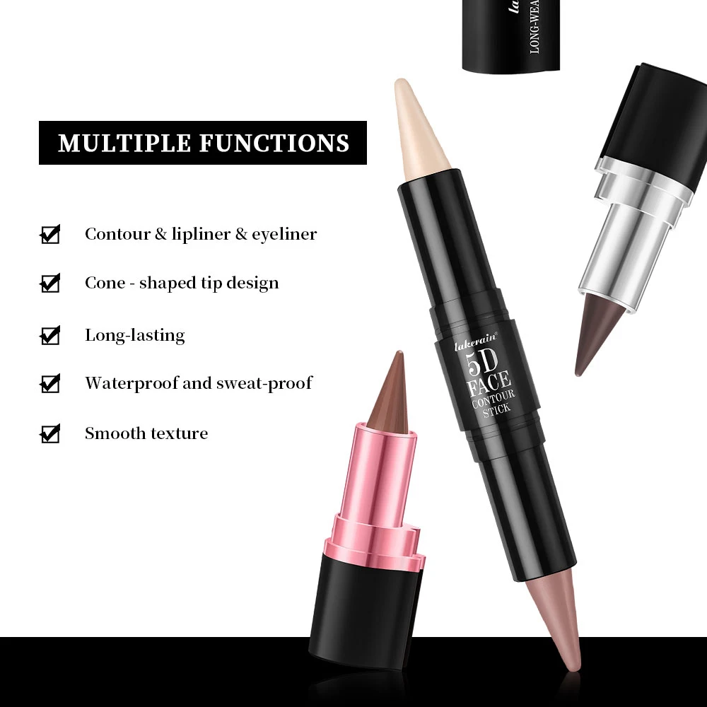 lakerain 5D perfecte make-upset met eyeliner, lipliner, contourstick, langdurige waterdichte multifunctionele gezichtsmake-up