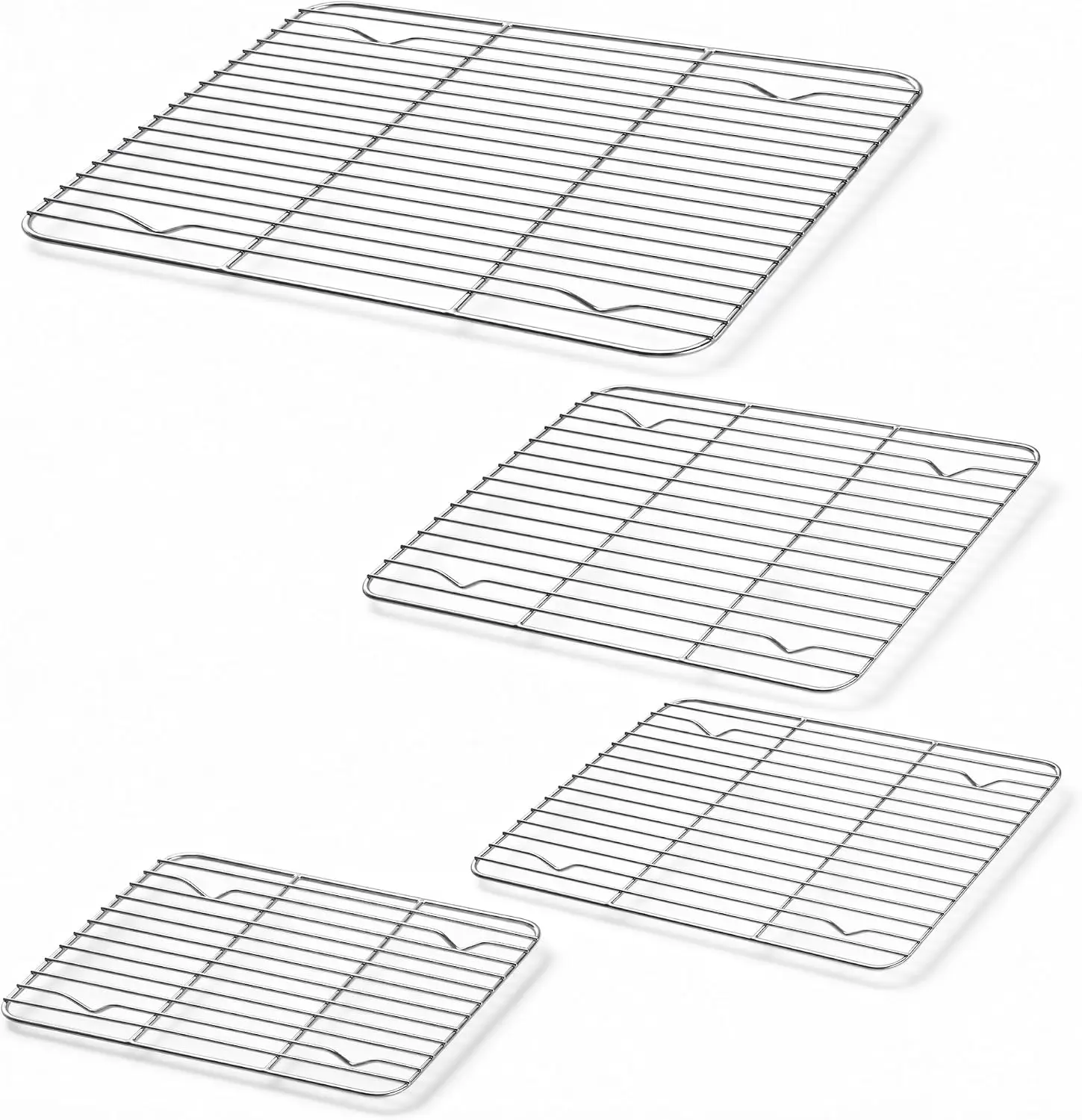 Stainless Steel Cooling Racks Set for Oven Cooking Baking, 4 PCS | Wire Baking Rack for Toaster Oven Roasting Bacon Cookies, Var