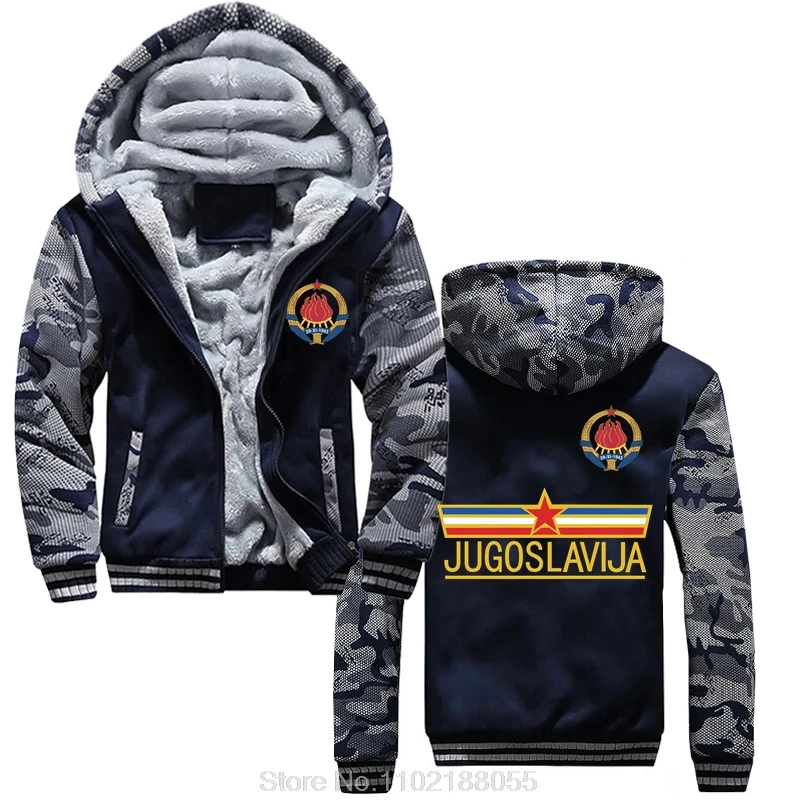 Fashion Casual Winter Hoodie Quality Male Yugoslavia Team - Royal Cosplay zip up jacket Cotton Harajuku Streetwear Hoody coats