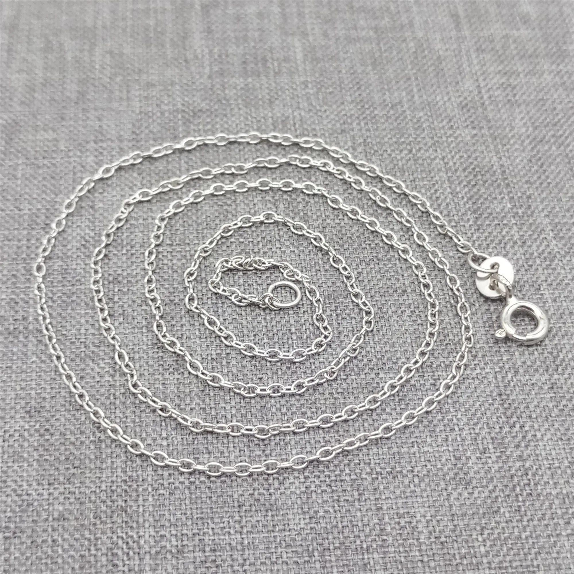 

Sterling Silver Cable Chain Necklace with Spring Ring Clasp 925 Silver Link O-Chain Rhodium Plated