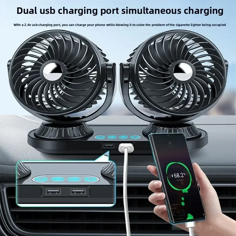 Durable Car Fan Large Truck 24v Volt 12v Strong Refrigeration Minivan Air Conditioner Shaking Head Electric Fan