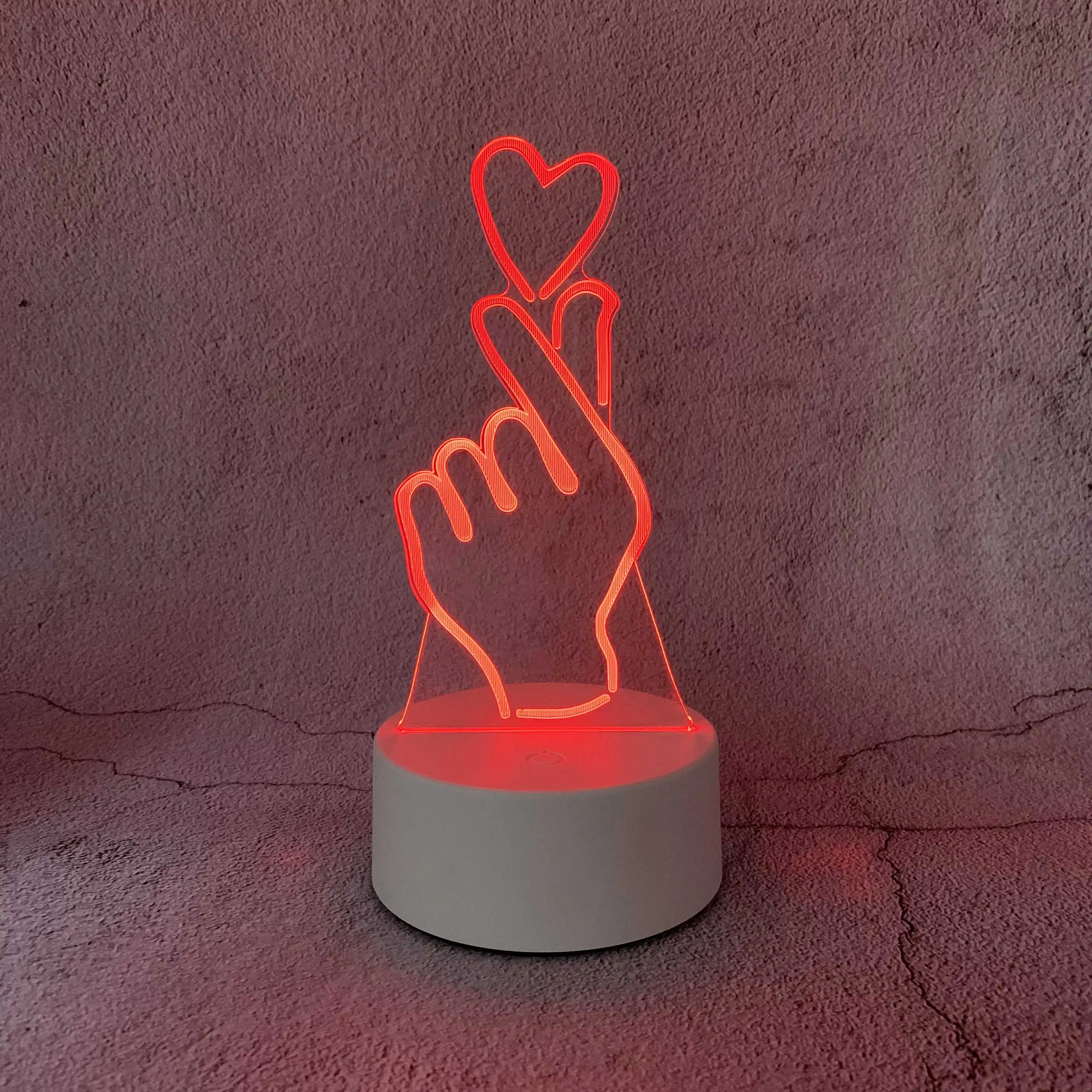 Acrylic Colorful Hand Than Heart 3D Plug-in Bedroom Bed Simple Nightlight Appearance Level Gift