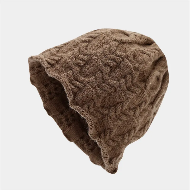 2025 осенне-зимняя хлопковая утепленная вязаная шапка с геометрическим рисунком, теплая шапка Skullies, шапка-бини для девочек и женщин 10