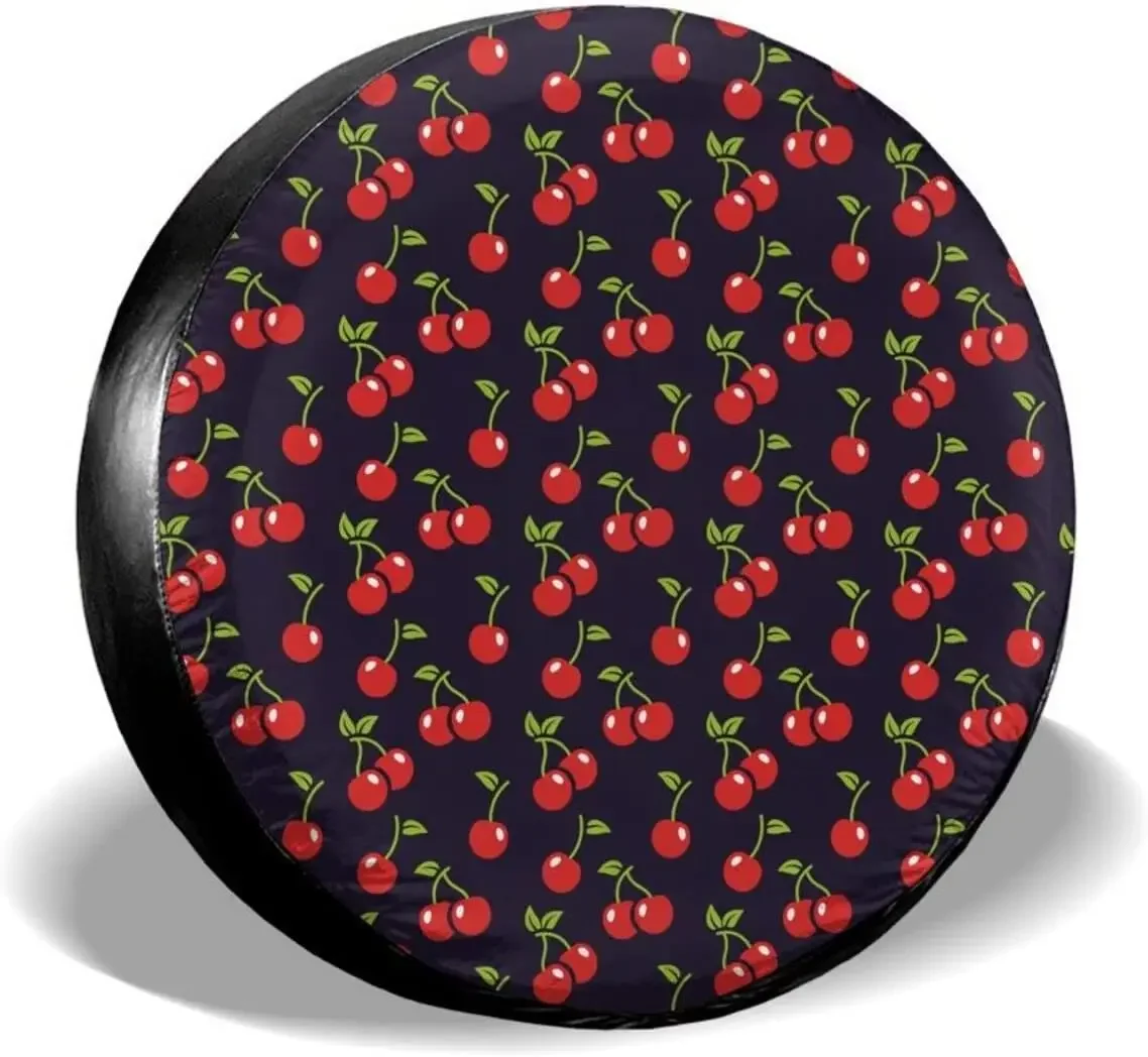 Red Cherry Pattern Spare Tire Cover Waterproof Dust-Proof Wheel Protectors Universal for Trailer,,SUV,RV and Many Ve