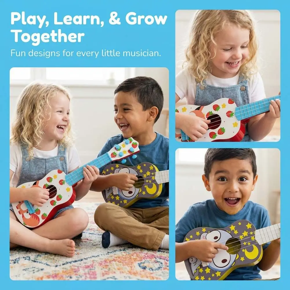 4 Strings Ukulele Musical Instrument Educational Adjustable Knob Simulated Guitar Playable Durable Musical Instrument