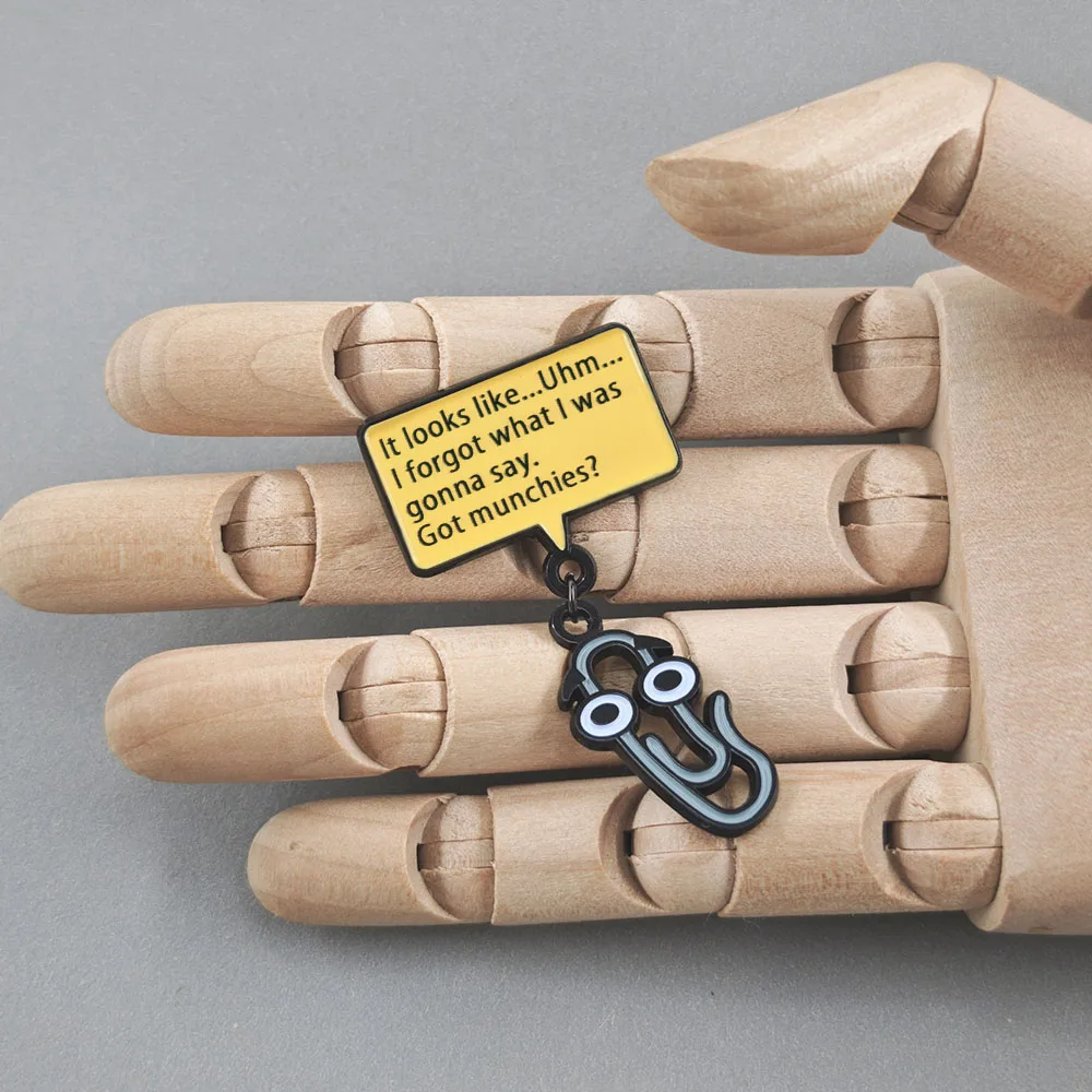 Lustiger Clippy Emaille-Pin Cartoon Büroklammer Metallbrosche Overthinking Meme Anstecknadel Niedliches Schmuckgeschenk für Freunde und Kollegen – Detail 14
