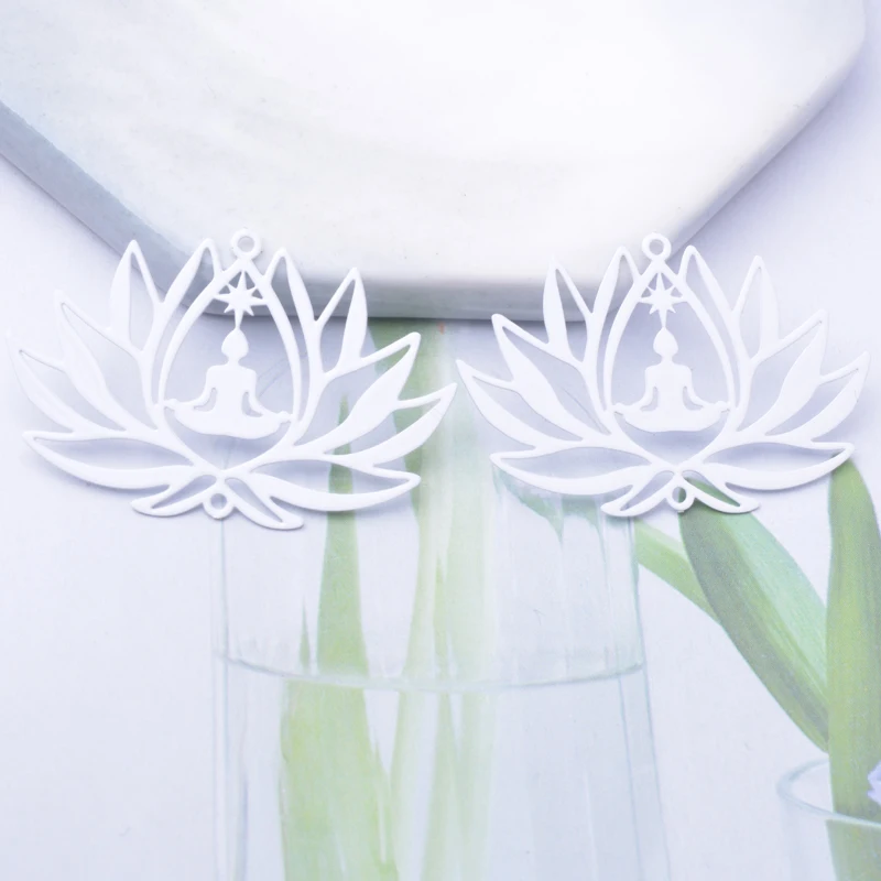 30 Stück/Lot AD3337 38*25mm Messing-Blumen-Lotus-Anhänger Verbinder Bunte Schmuck- und Ohrring-Materialien – Detail 9