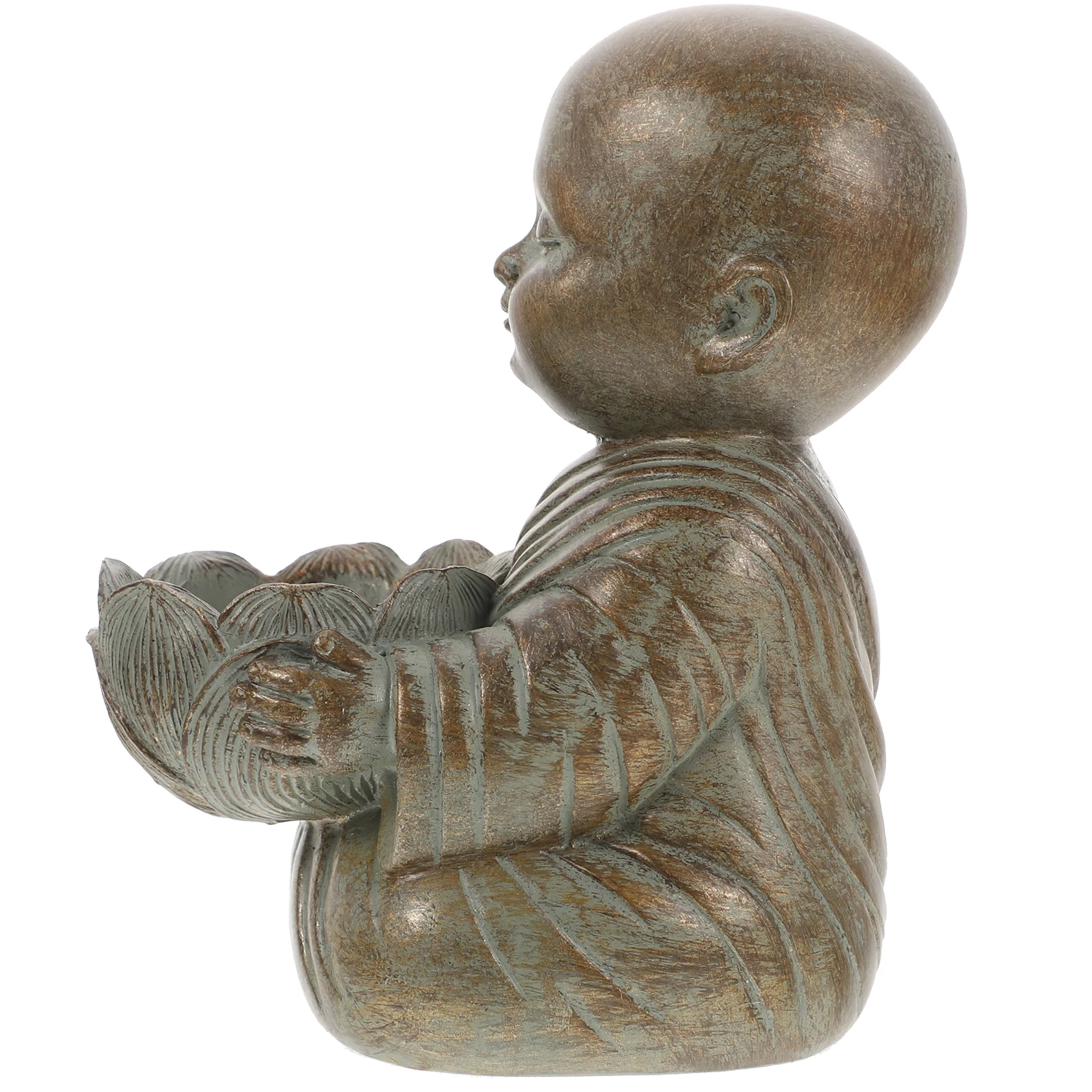 

Golden Resin Zen Monk Desktop Decor Small Statue Sculpture Flat Bottom Retro Meditating Ornament For Table Courtyard Home Decor