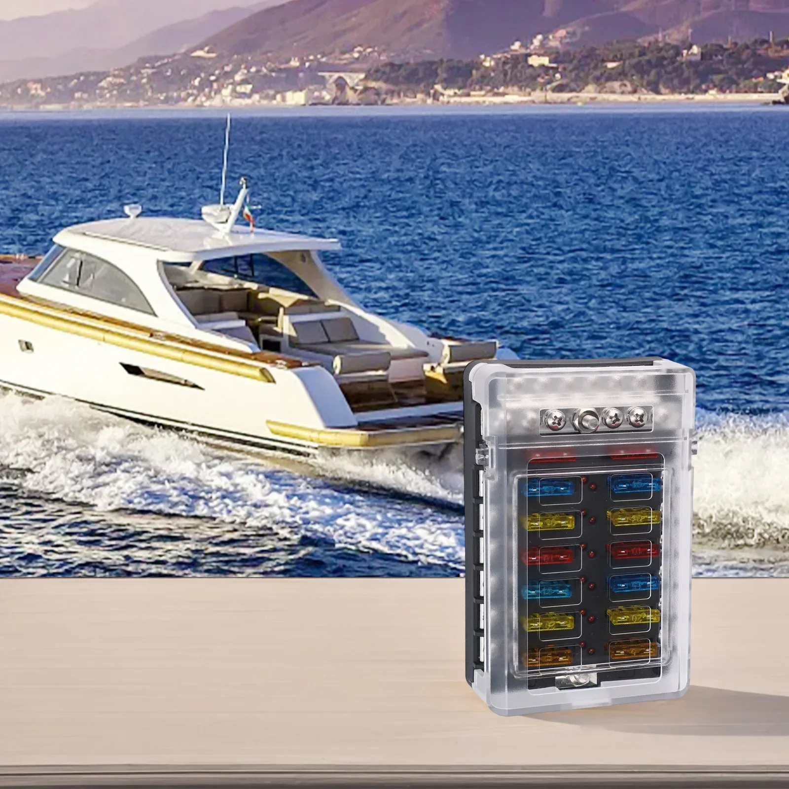 

Блок предохранителей 12В с LED-индикатором для автомобилей, черный, огнестойкий, для улучшения электрической системы