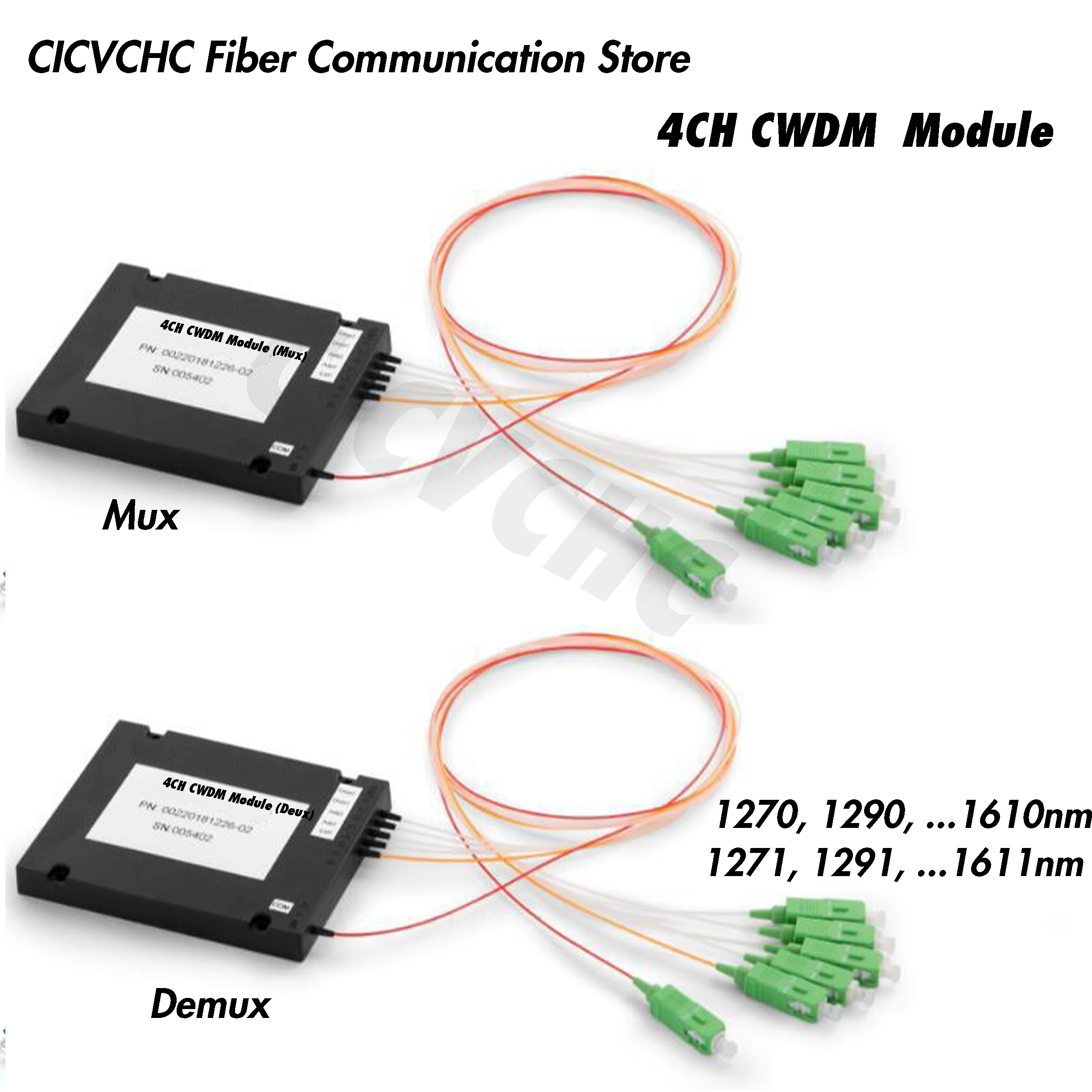 4 channel CWDM Mux & Demux in ABS BOX with 1m 0.9mm SC/APC WDM product