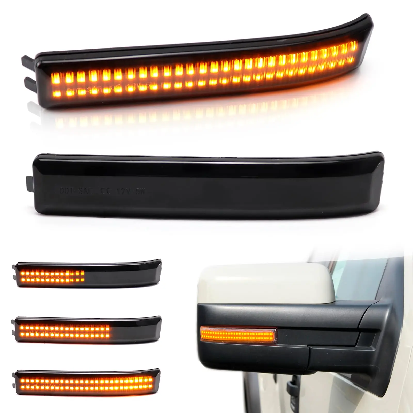 

For Ford F-150 F150 SVT Raptor 2009 2010 2011 2012 2013 2014 LED Dynamic Blinker Flasher Turn Signal Light Rear Mirror Indicator