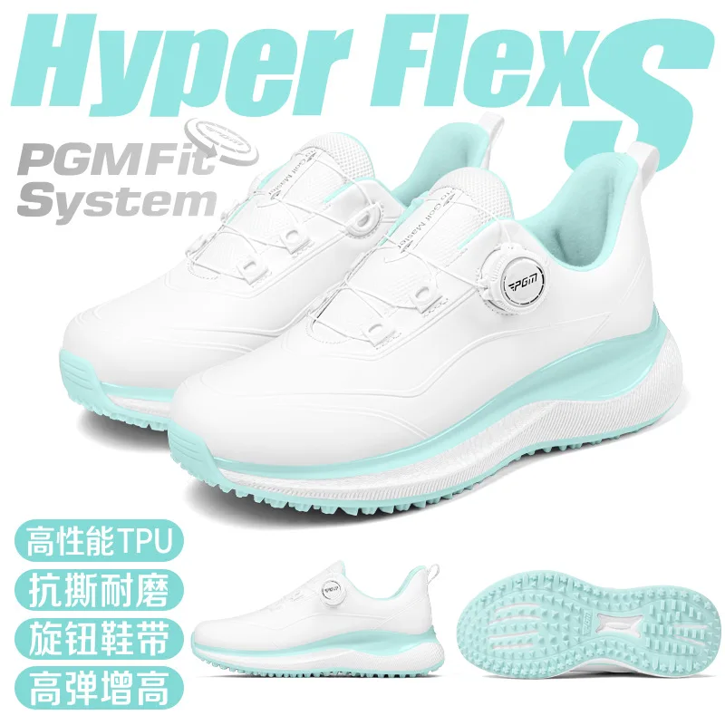PGM Golf Shoes Women Waterproof TPU Wear Resistant High Elasticity Popcorn Sneakers