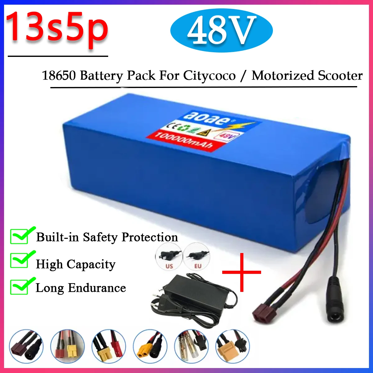 

48V 100Ah 13s5p Lithium Battery Pack 18650 Electric Battery 250W-2000W Citycoco mountain bikes Motorized Scooter Batteries