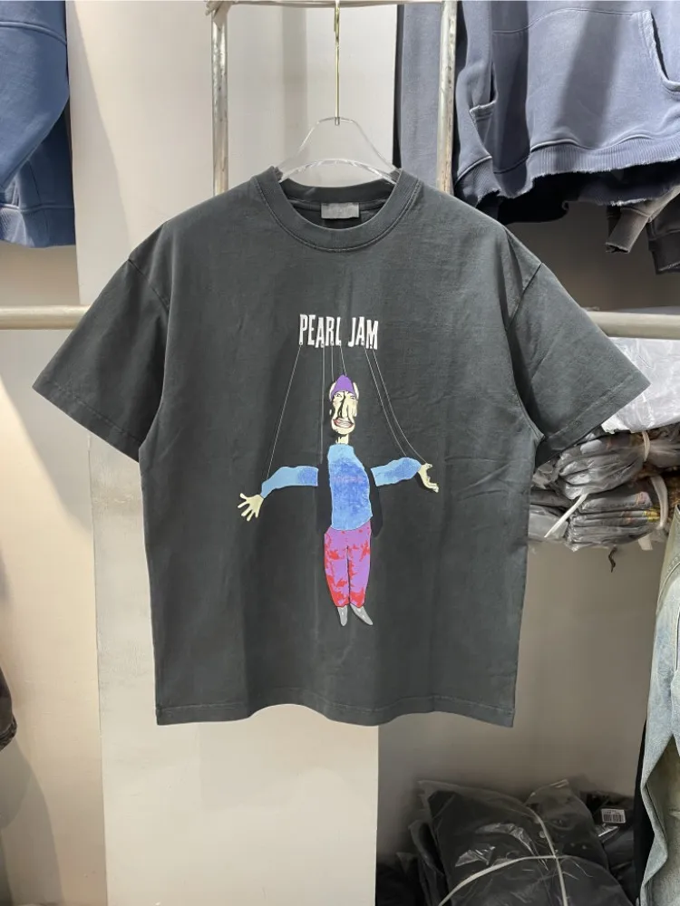 

Pearl Jam American High Street Vintage Ro Band Monster Puppet ort Sve T-irt Trendy Cotton round Ne Cool Feeling Su...
