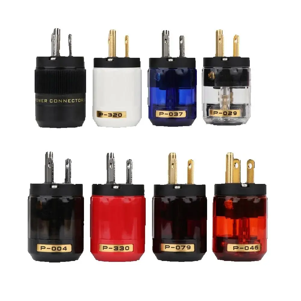 2pcs US Power Plug Rhodium Plated/ Gold Plating Power Connector Plug P-079/P-037/P-029/P-046/P-004/P-330/P-320/P077
