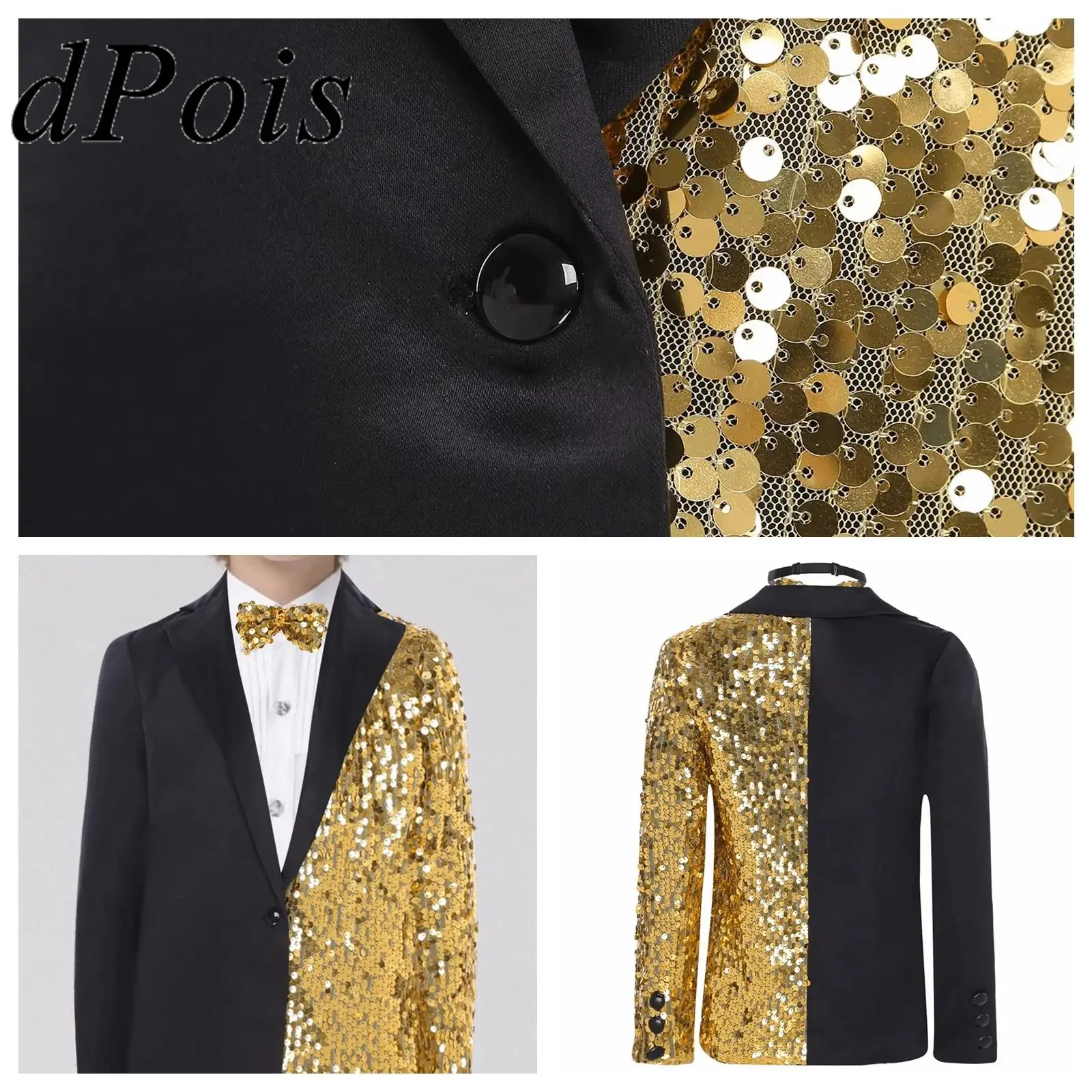 

Boy's Streetwear Kids Sparkly Performance Costume Blazer Gentlemen Suits Jackets Formal Sequin Coat Jacket Children Party Outfit