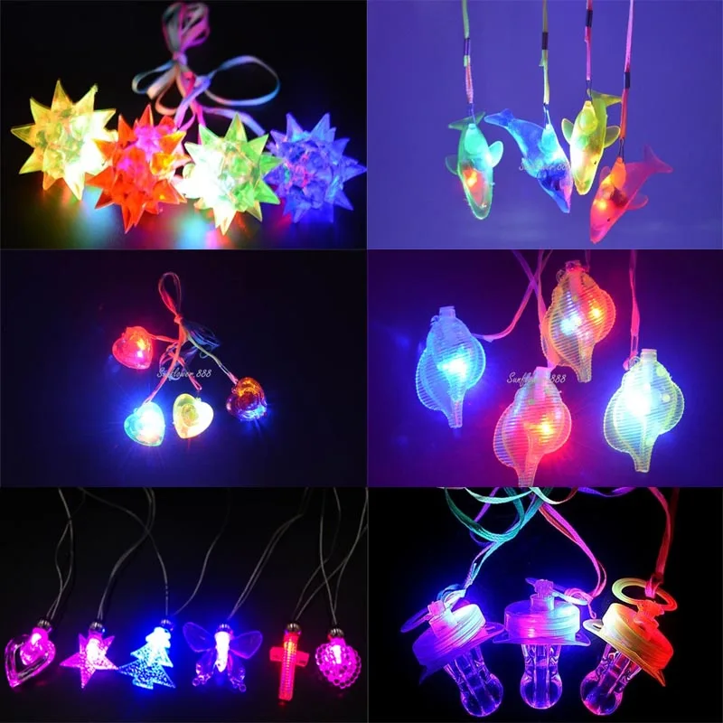 LED Light Flashing Jelly Crystal Necklaces Pendant Children Girls Glow Jewelry Gift Toy Party Cosplay   Wedding Festival