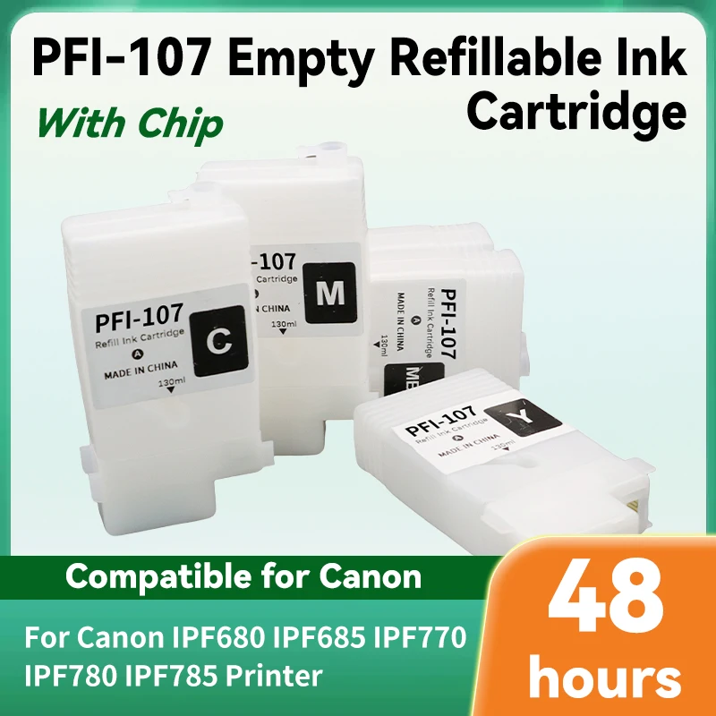 

Многоразовый картридж с чипом PFI-107 PFI107, совместимый с Canon iPF670 iPF680 iPF685 iPF770 iPF780 iPF785 130 мл, 6 цветов