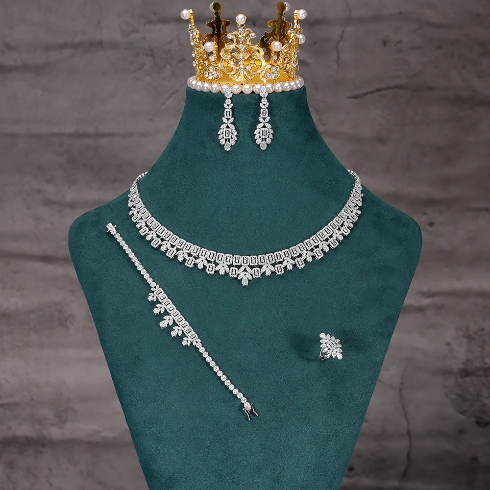 

JEWEL 4 PCS Cubic Zirconia Full Jewelry Sets For Women Party Luxury Dubai Nigeria CZ Crystal Women Wedding Jewelry Sets