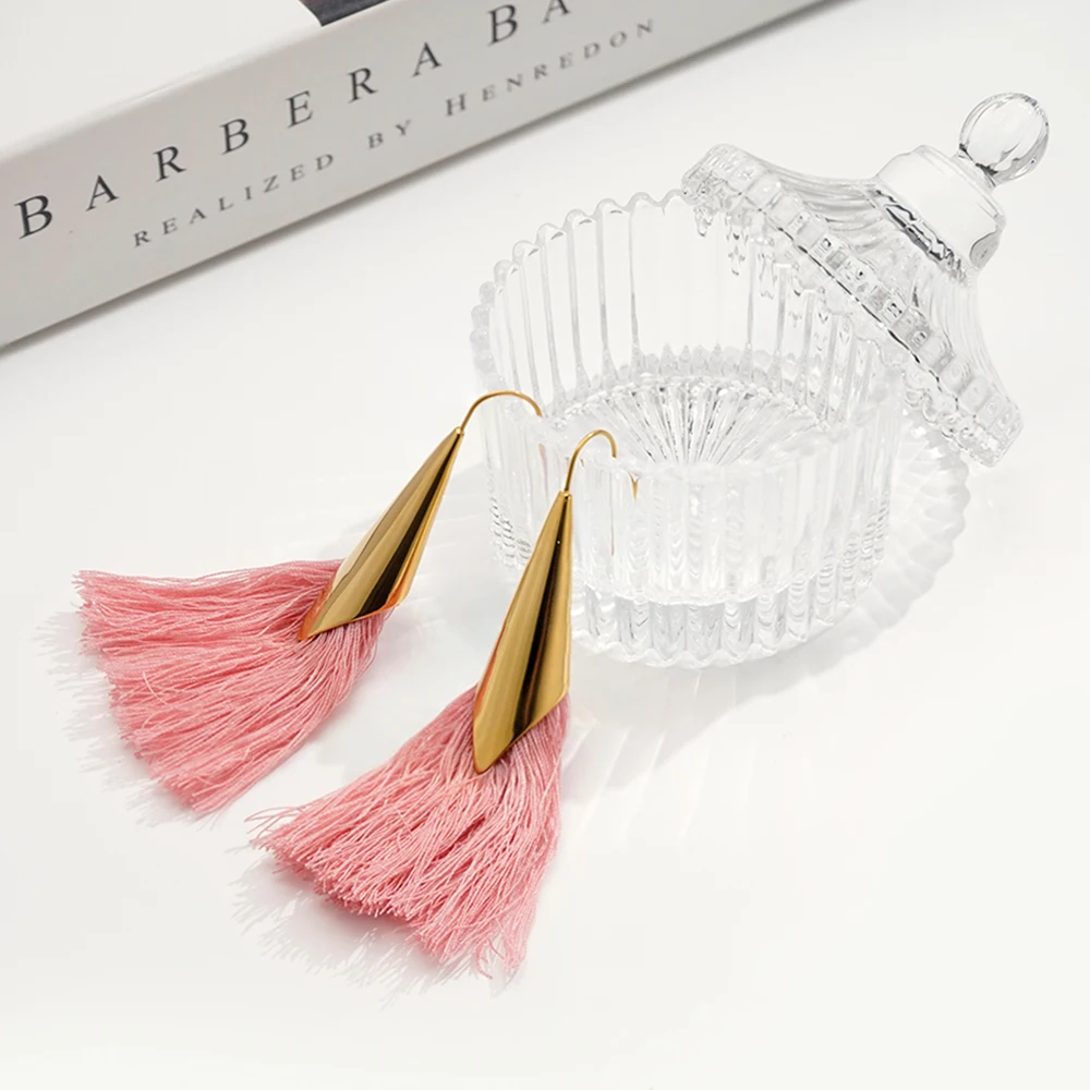 ENFASHION Aretes De Mujer Tassels Dangle Long Drop Earrings For Women\'s Stainless steel Trendy Fashion High Street Jewelry E1013