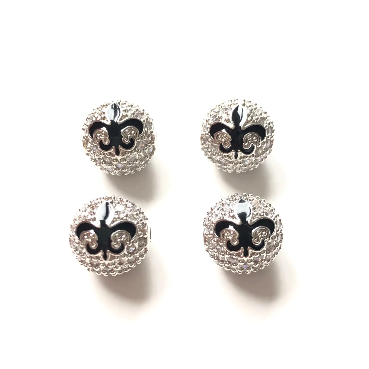 10pcs 10mm Enamel Fleur De Lis Round Ball Spacers Beads for Women Bracelets Necklace Making Louisiana Inspired Jewelry Accessory