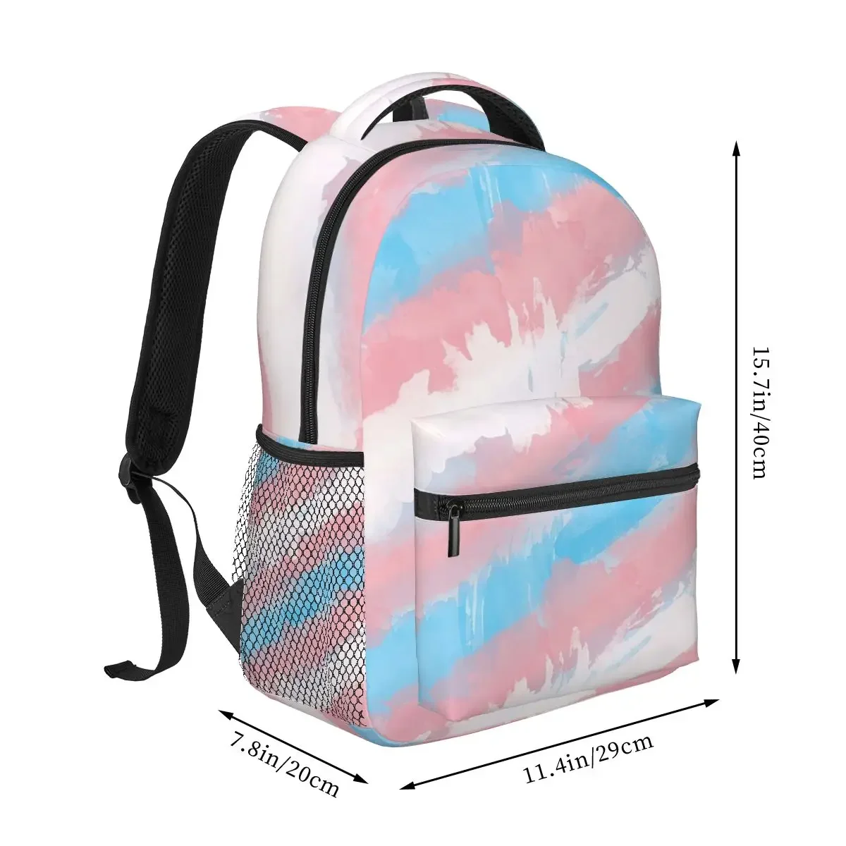 Trans Watercolor Pride Backpacks Boys Girls Bookbag Students School Bags Cartoon Laptop Rucksack Shoulder Bag Large Capacity