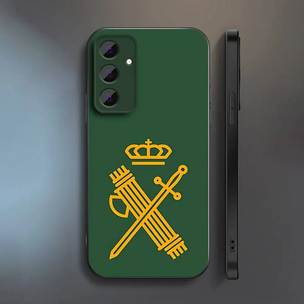 スペインガード民間エンブレム電話ケースサムスン S 25、24、23、22、30、21、10、9、ウルトラ、プラス、ライト、FE、4、5 G ソフトブラックケース