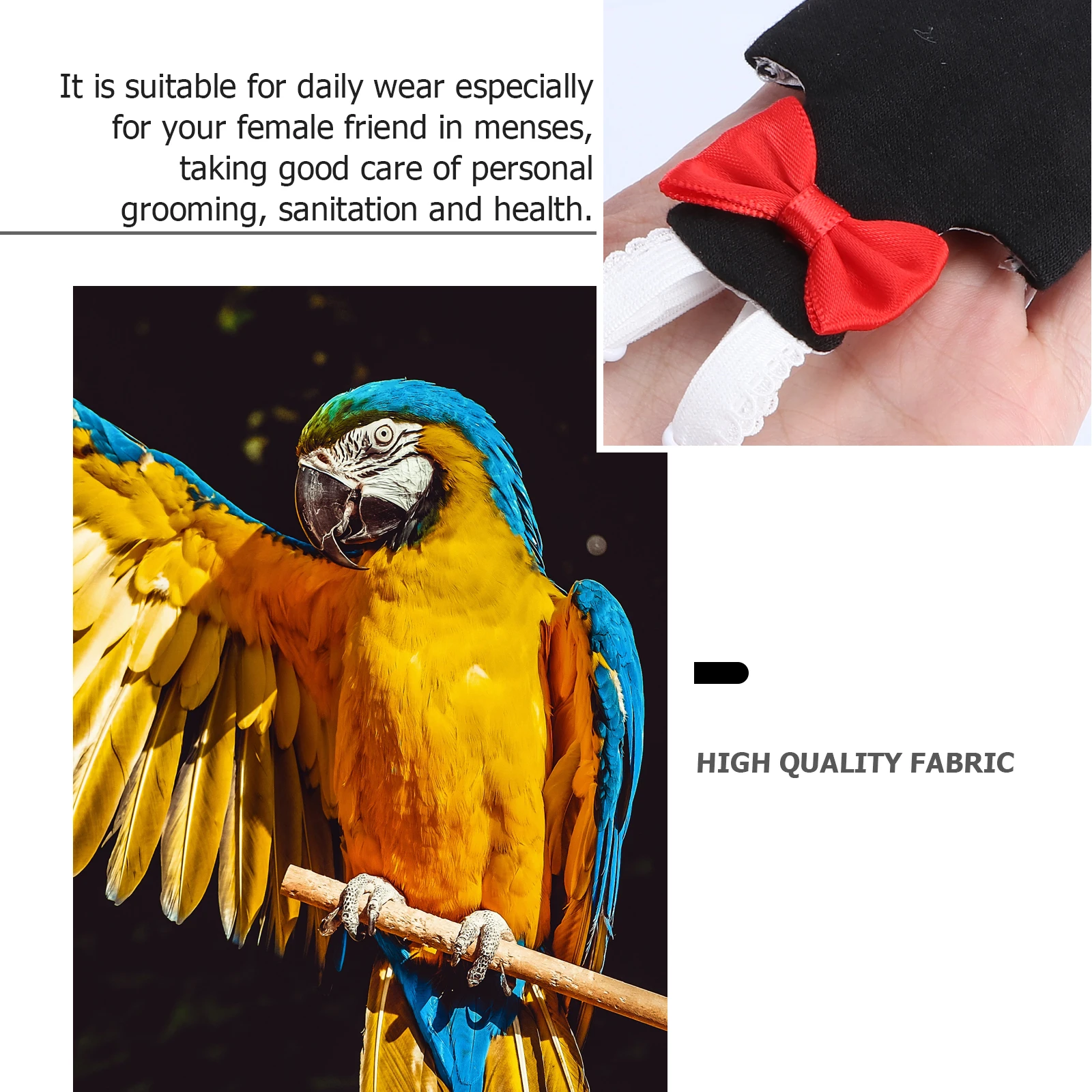 

Parrot Diaper Bowknot Design Black Absorbent Waterproof Bird Pant Suitable for Parakeet Cockatiel Pigeon Pee Control