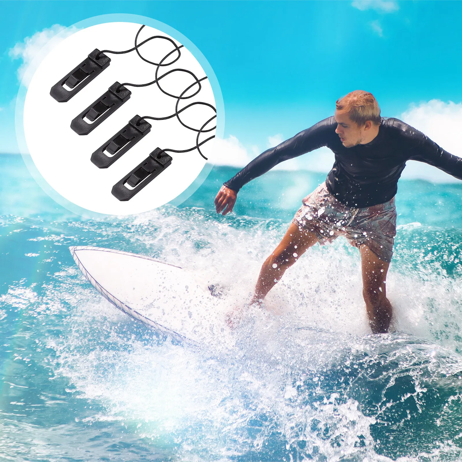 Surfboard Fin Clip Black Compact Paddleboard Tail Buckle Lock Board Accessories for Inflatable Boards