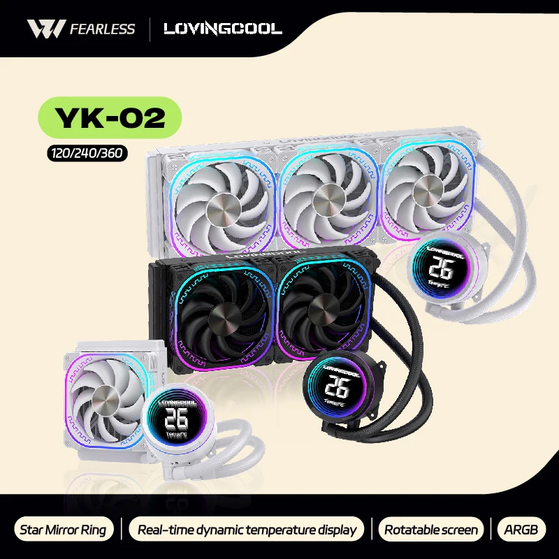 LOVINGCOOL YK-02 120/240/360 مبرد سائل ARGB abyss حلقة مرآة في الوقت الحقيقي عرض درجة الحرارة PWM مبرد مياه متكامل #2
