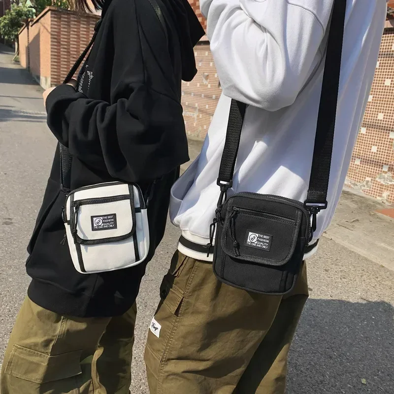 SE26 Bolsas de Ombro de Canvas para Homens e Mulheres, Pequeno Messenger Bag para Estudante, Harajuku Coreano, Unisex Crossbody Bag, Rua