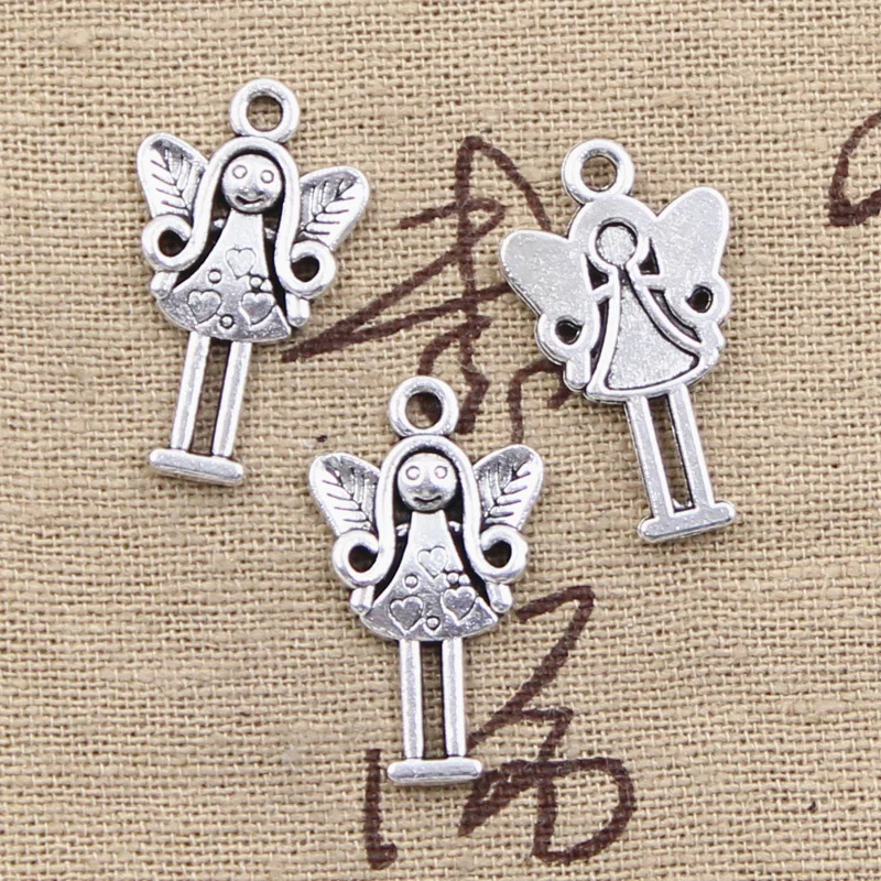 20pcs Charms Guardian Angel Girl 25x14mm Antique Silver Color Pendants Making DIY Handmade Tibetan Finding Jewelry