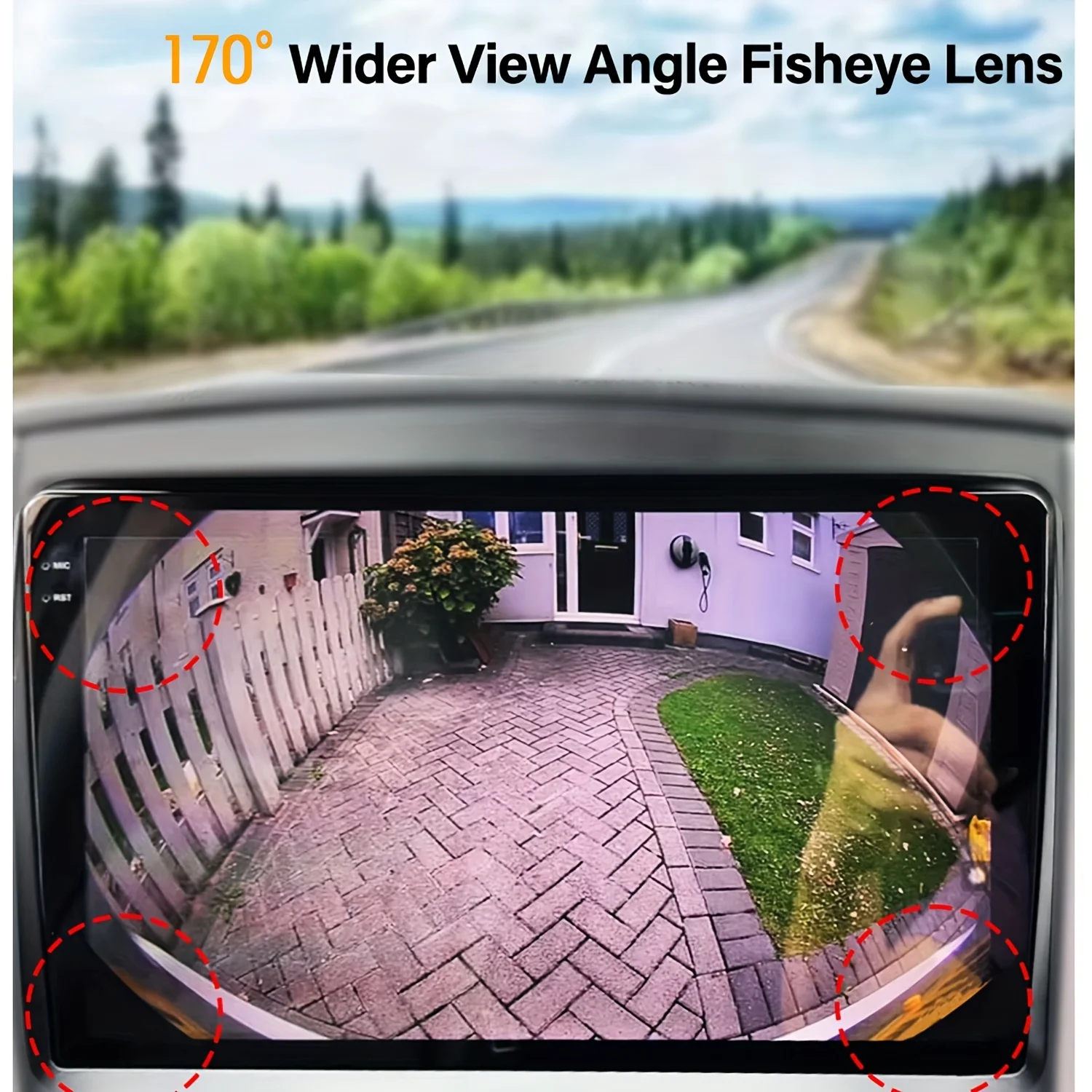 كاميرا احتياطية للرؤية الخلفية للسيارة بدقة 1080 بكسل عالية الدقة بزاوية واسعة - عدسة عين السمكة لوقوف السيارات العكسي، خطوط دليل وقوف السيارات، نسخة مطورة #4