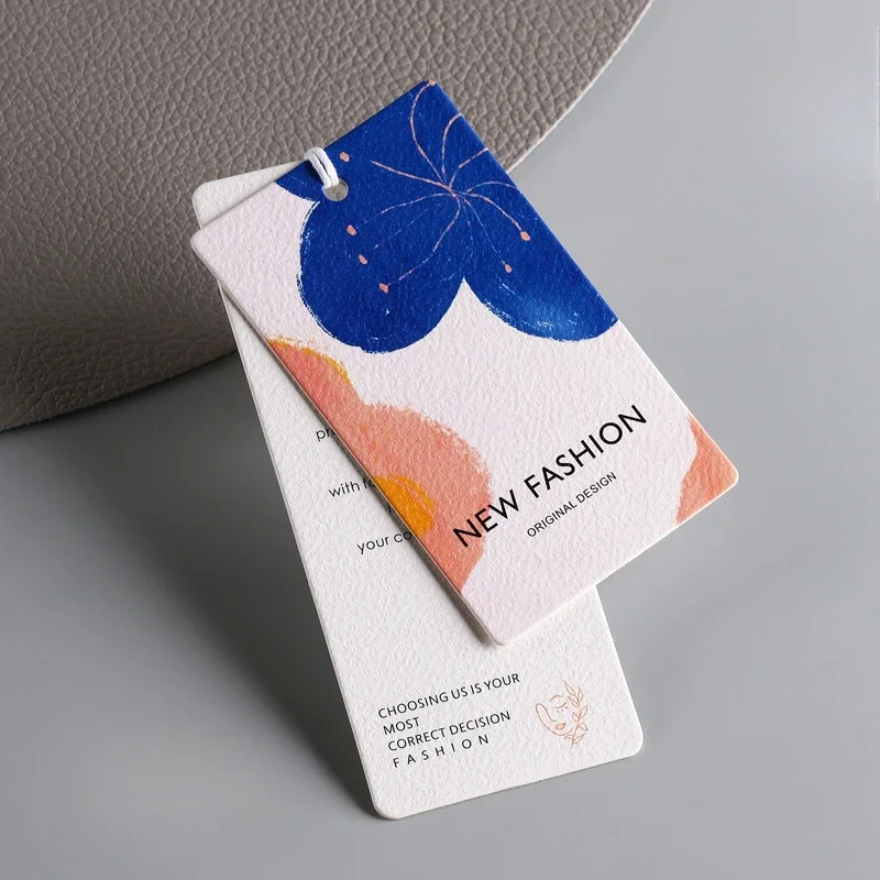 

100pcs Printing Garment Hangtags Clothing Trademark Price Logos with String Roland Grain Thick Hangtag Certificate of Conformity