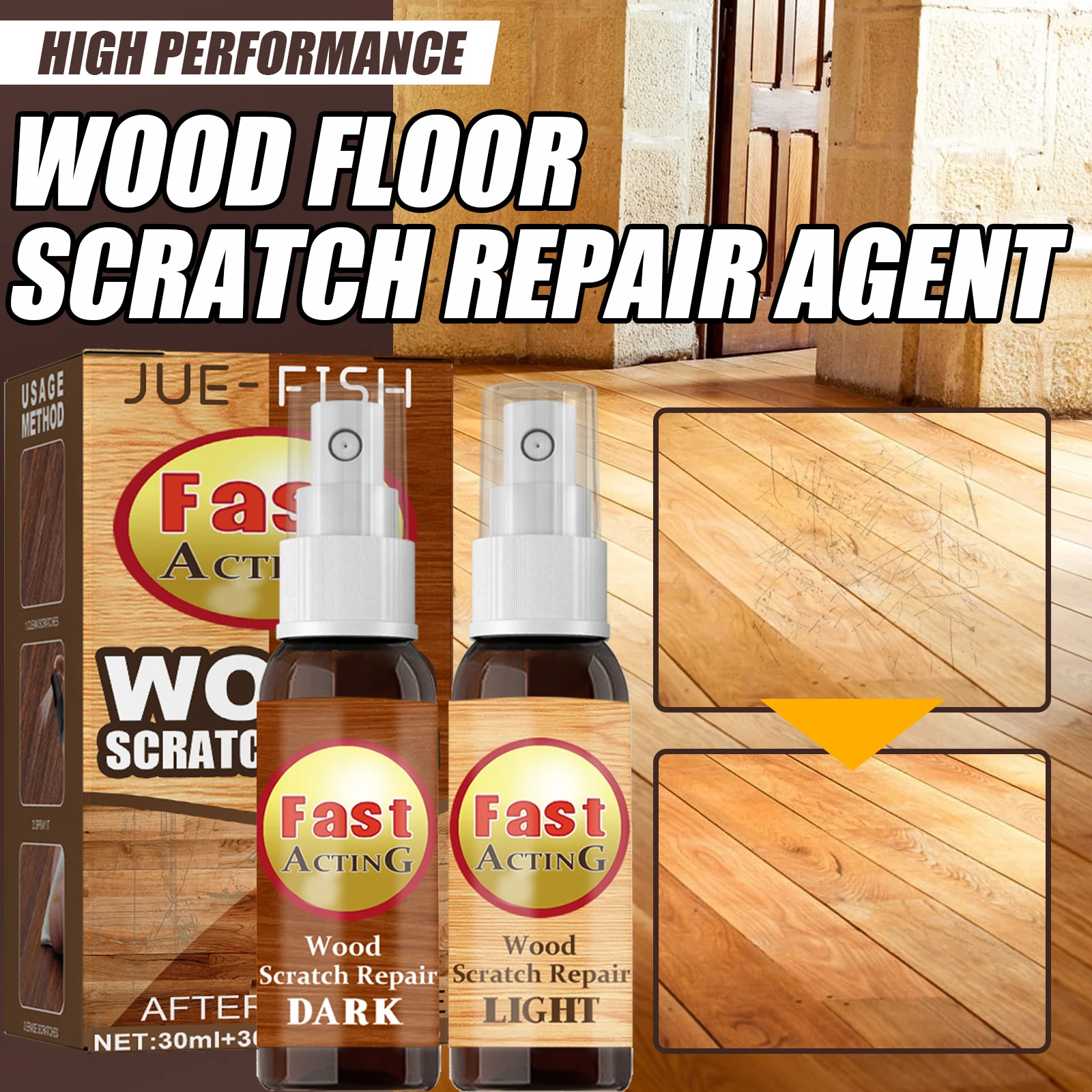 60ml Wood Filler Furniture Repair Wood Furniture Scratch Filler Marker Furniture Scratch Repair Paste Floor Scratch Remover For