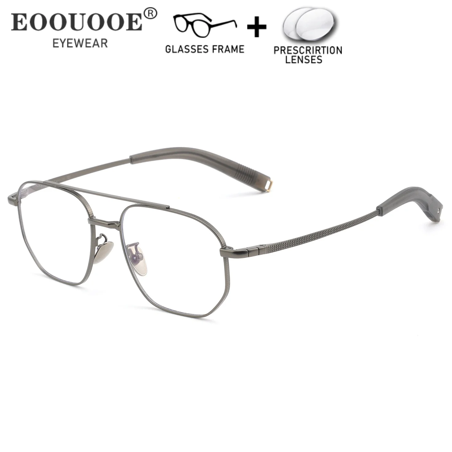 

Retro Double Beam Design Glasses Titanium Optical Eyewear Prescription Lenses Myopia Progressive Anti-Reflective Eyeglasses
