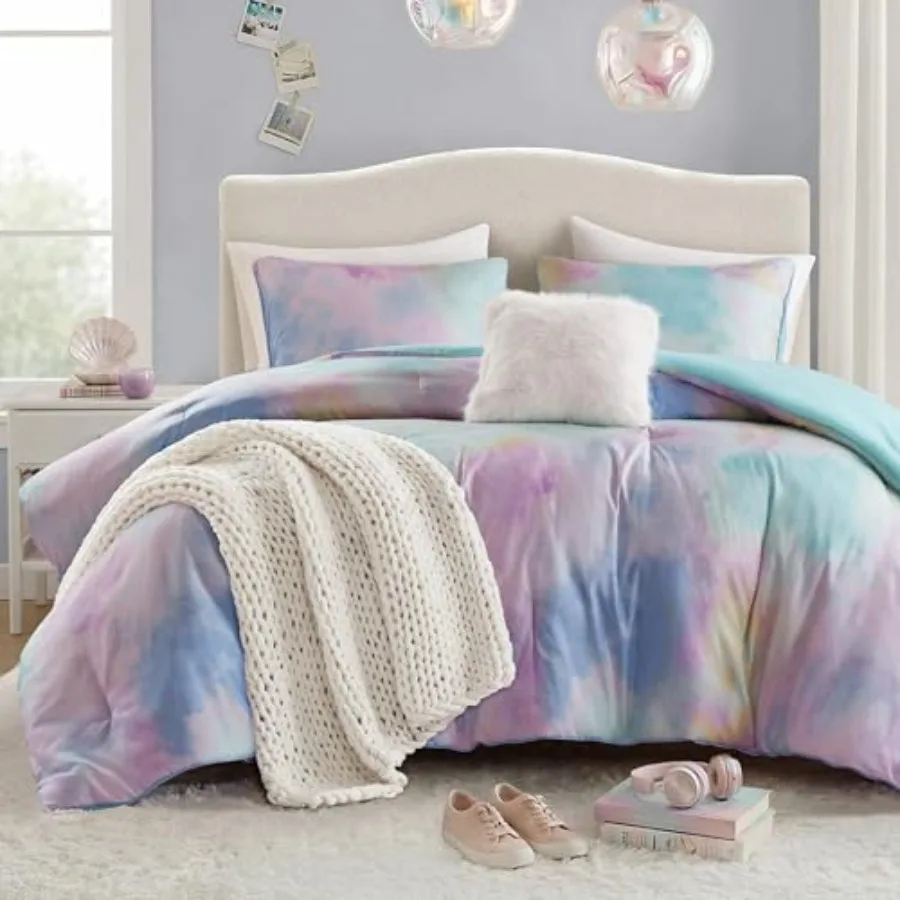

Queen/Full Size, Watercolor Queen Bedding Sets, Tie Dye for Teen Girl and Boys, 4 Pieces Cassiopeia Comforter, Sham, Throw Pill