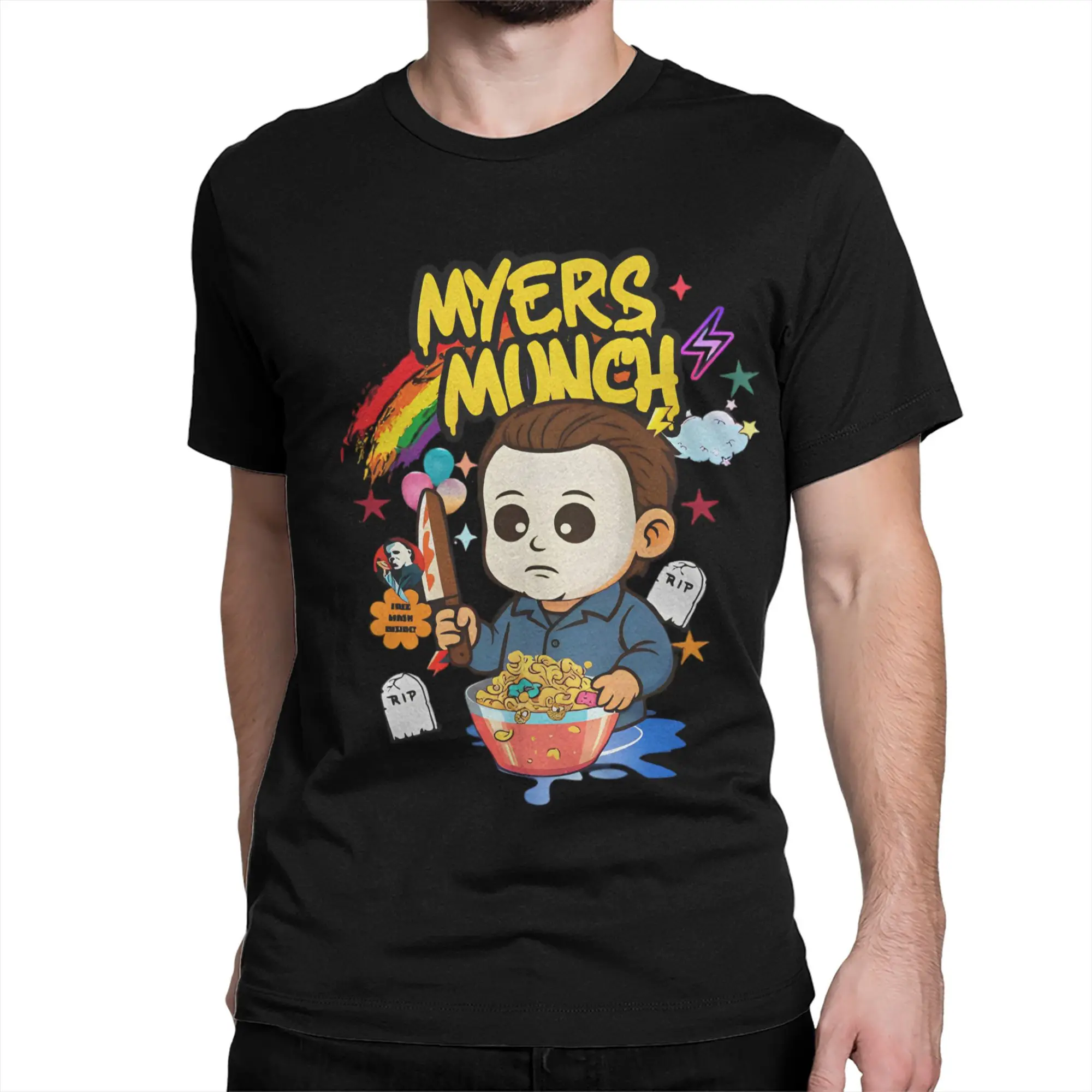 Cereal Killers Halloween T-Shirt Men Women Michael Myers Crazy Pure Cotton Tees Short Sleeve T Shirts Plus Size Clothing