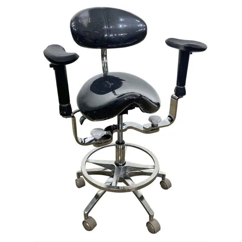 

Dental Equipment Ergonomic saddle chair with adjustable double armrest leg rest mute wheel back for hospital and clinic