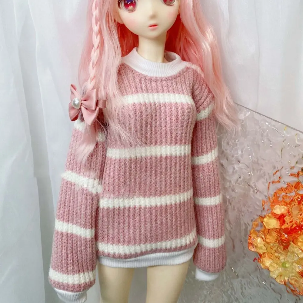 Handgemachter Strickpullover Mantel Mehrfarbige Mini Tops Kleidung DIY Zubehör Winterkleidung für 1/4 BJD 45cm Puppen