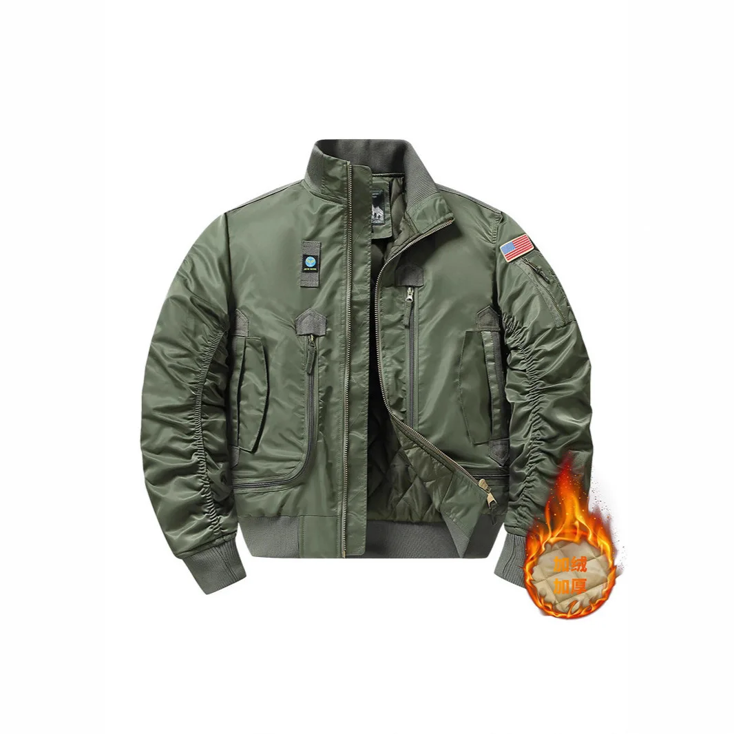 Winter MA1 Men's Bomber Jacket Thicken Oversized Cotton-padded Clothes Men Clothing Streetwear Casual Parkas men's military fan
